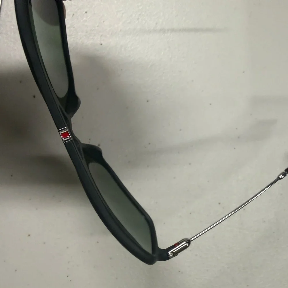 Carrera Polarized Sunglasses Matte Black Navigator Green Lens Tortoise Tips